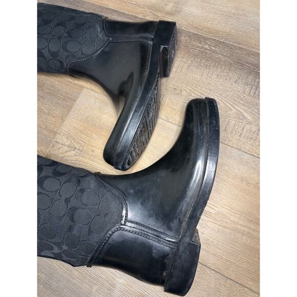 Coach Tristee Rain Boot Denim Signature C 17" Lace Back - Picture 5 of 16